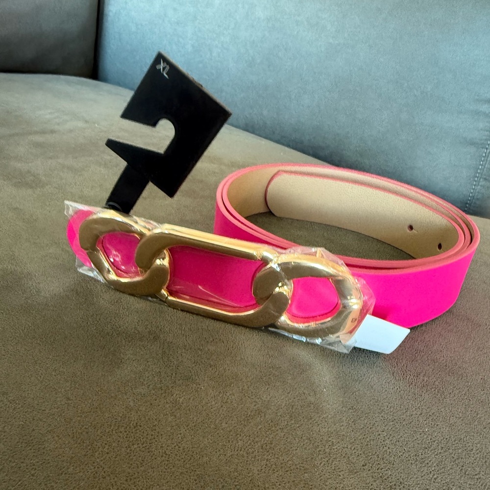 Express Hot Pink Belt with Gold Chain Buckle